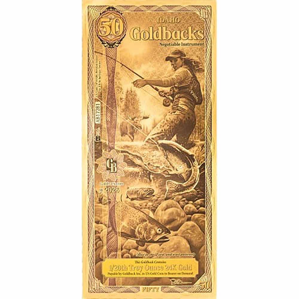 Idaho 50 Goldbacks Gold Foil Note 1/20 Troy Ounce