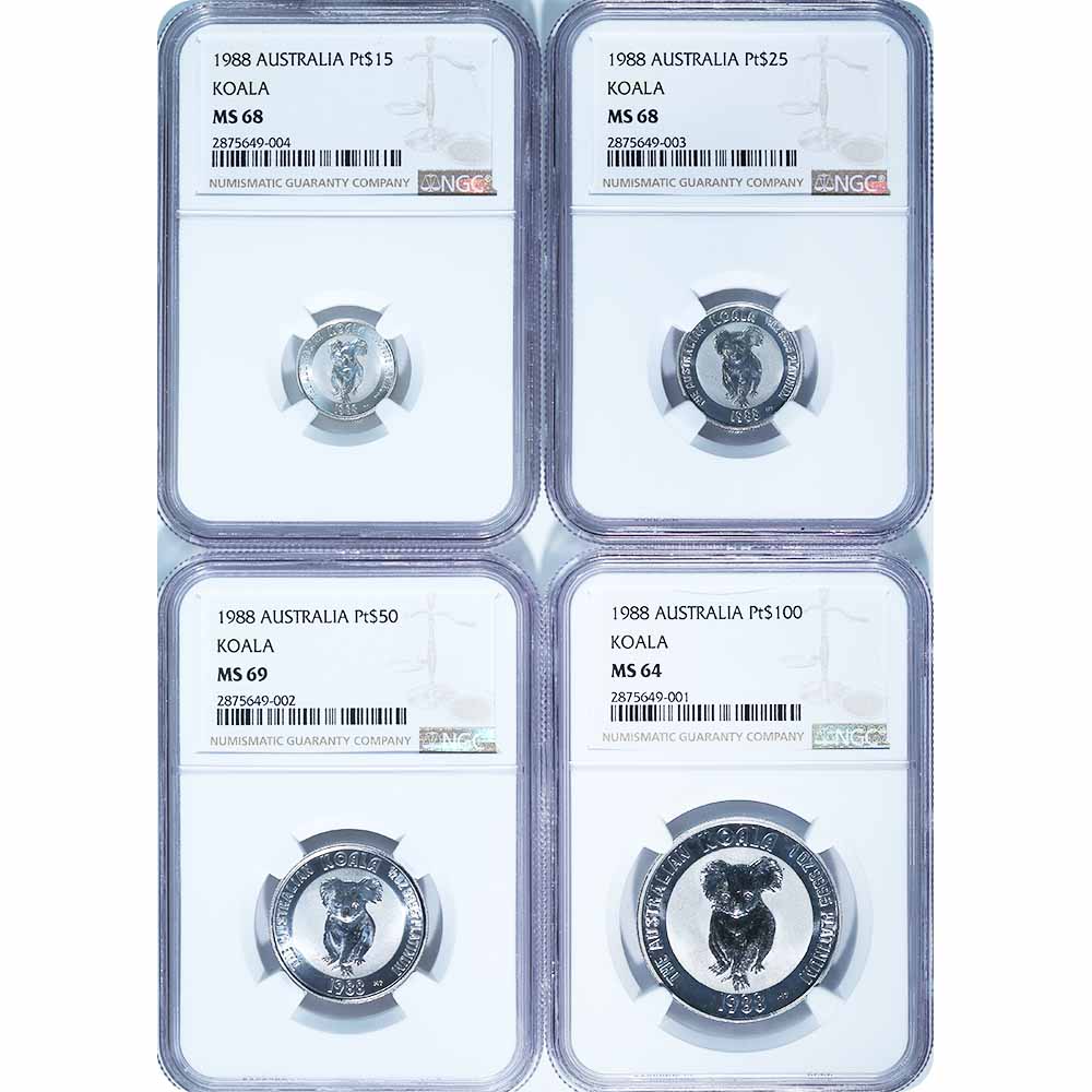 Australia 4 Pc. Platinum Koala Set 1988 NGC