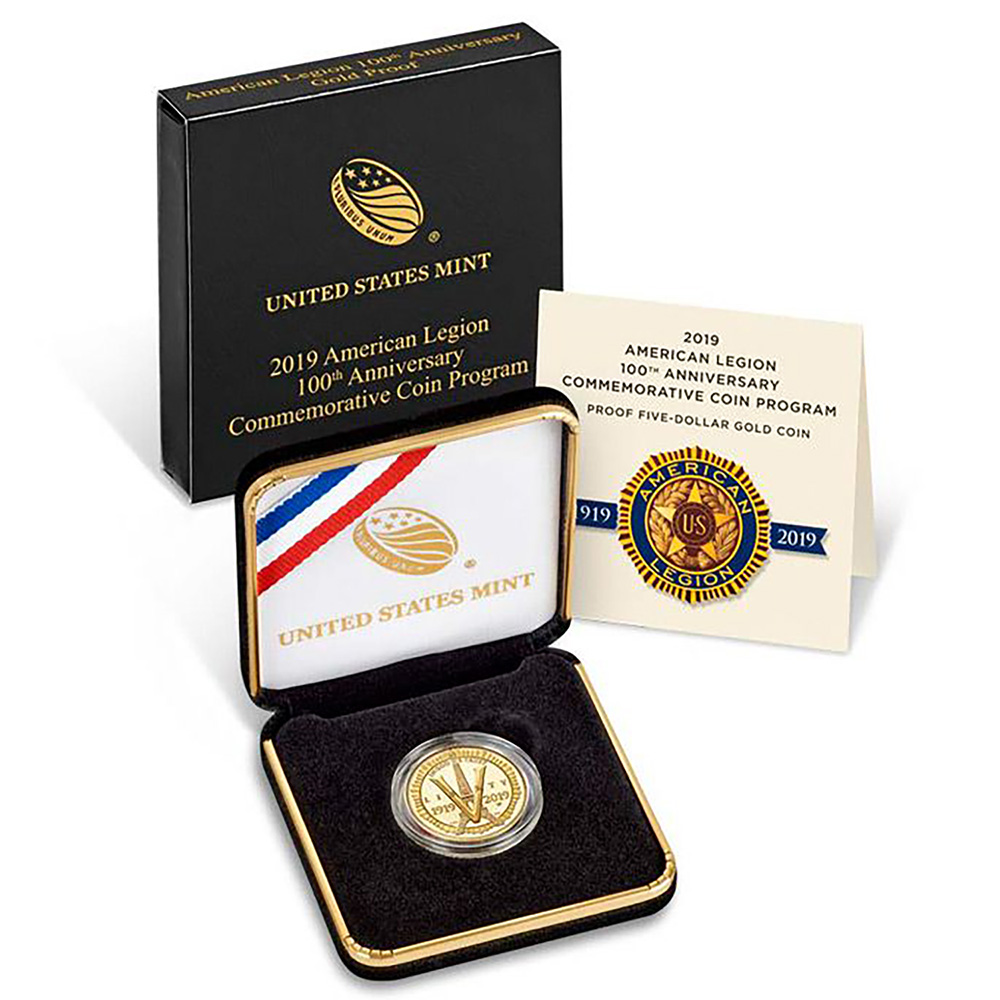 Gold $5 Commemorative 2019-W American Legion 100th Anniversary PF