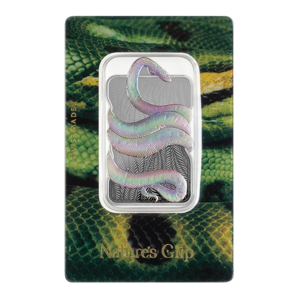 Pamp Suisse 1oz Silver Bar Nature's Grip - Green Anaconda $2 Nuie