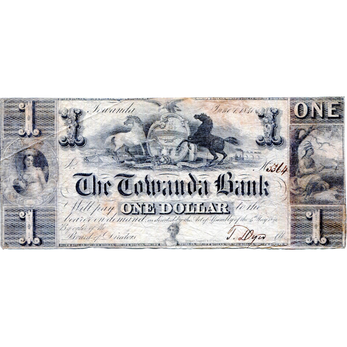 Pennsylvania Towanda 1841 $1 Towanda Bank PA-50 G24 VF