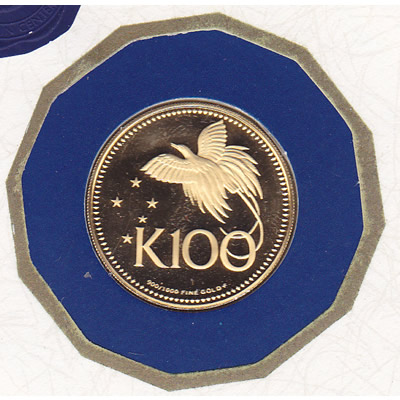 Papua New Guinea 100 Kina Gold PF 1975