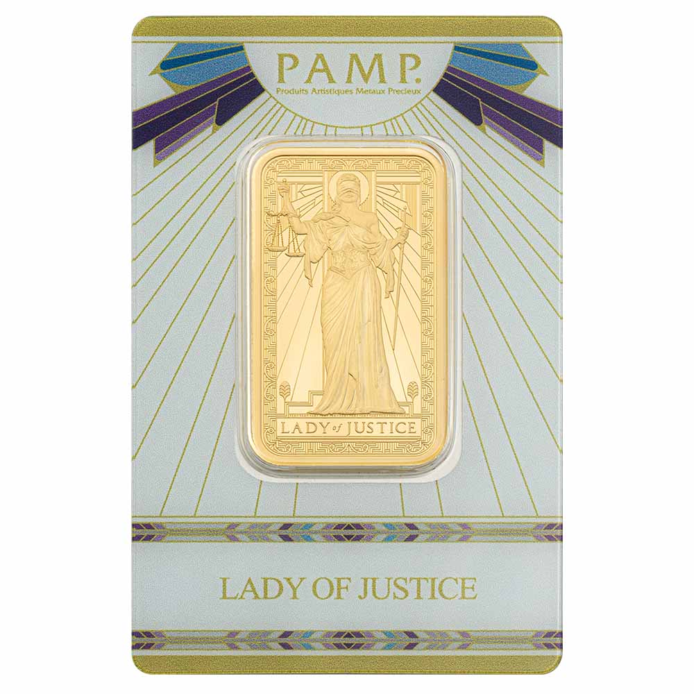Pamp Suisse 1 Ounce Gold Bar--Lady of Justice