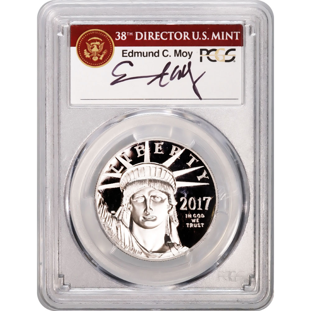 Certified Platinum American Eagle Proof 2017-W One Ounce PF69 PCGS Moy signed