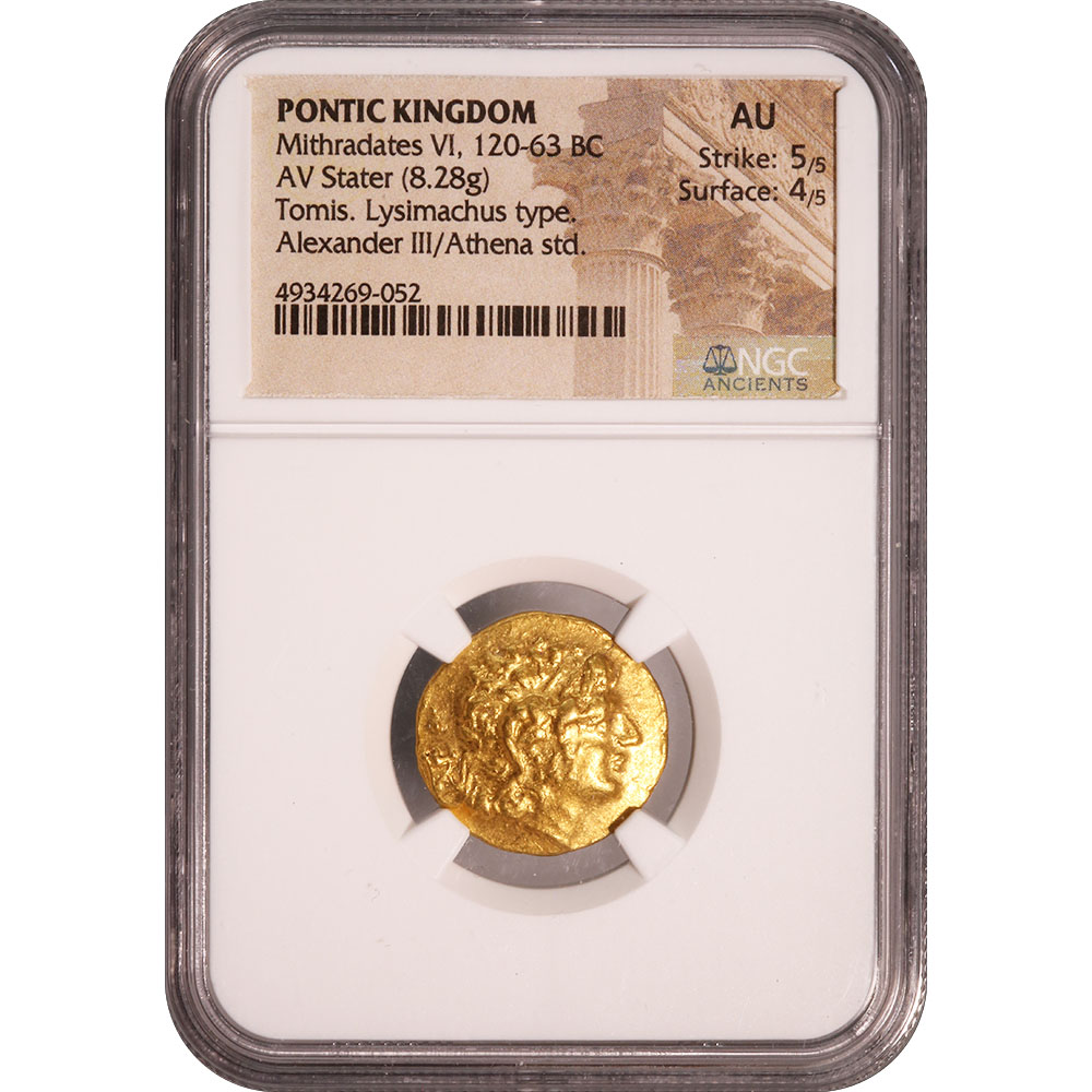 Pontic Kingdom Thrace Tomis Gold Stater Mithradates VI 120-63 B.C. AU5-4 NGC
