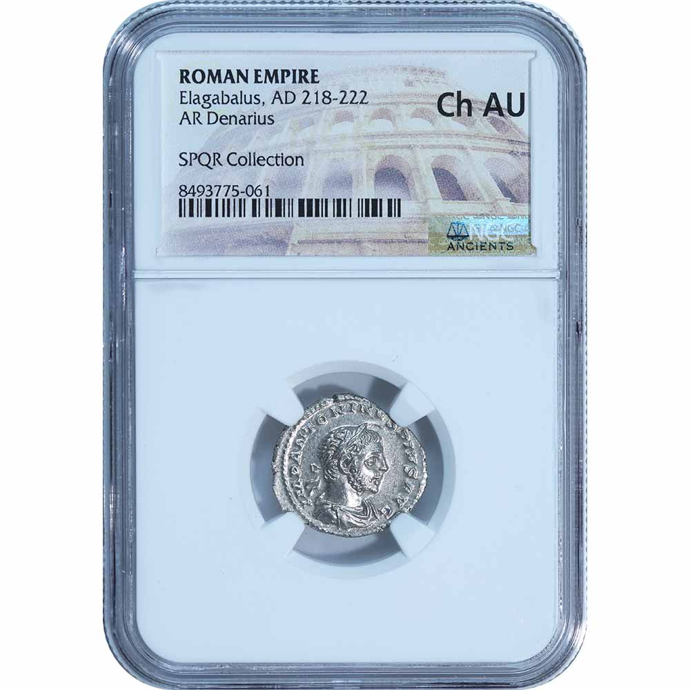 Roman Empire Elagabalus AR Denarius 218-222 A.D. RIC#46 ChAU NGC