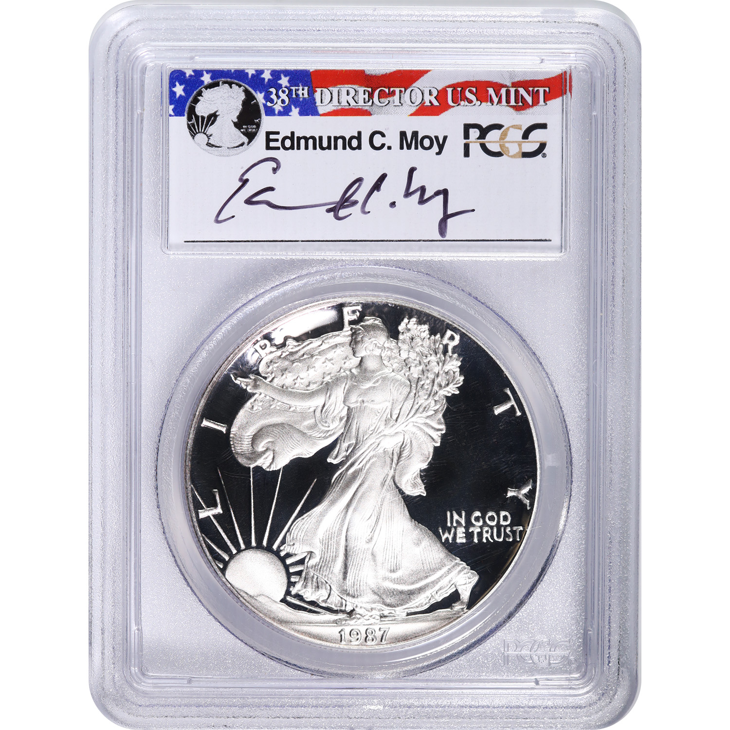 Certified Proof Silver Eagle 1987-S PR69 PCGS Moy Signed