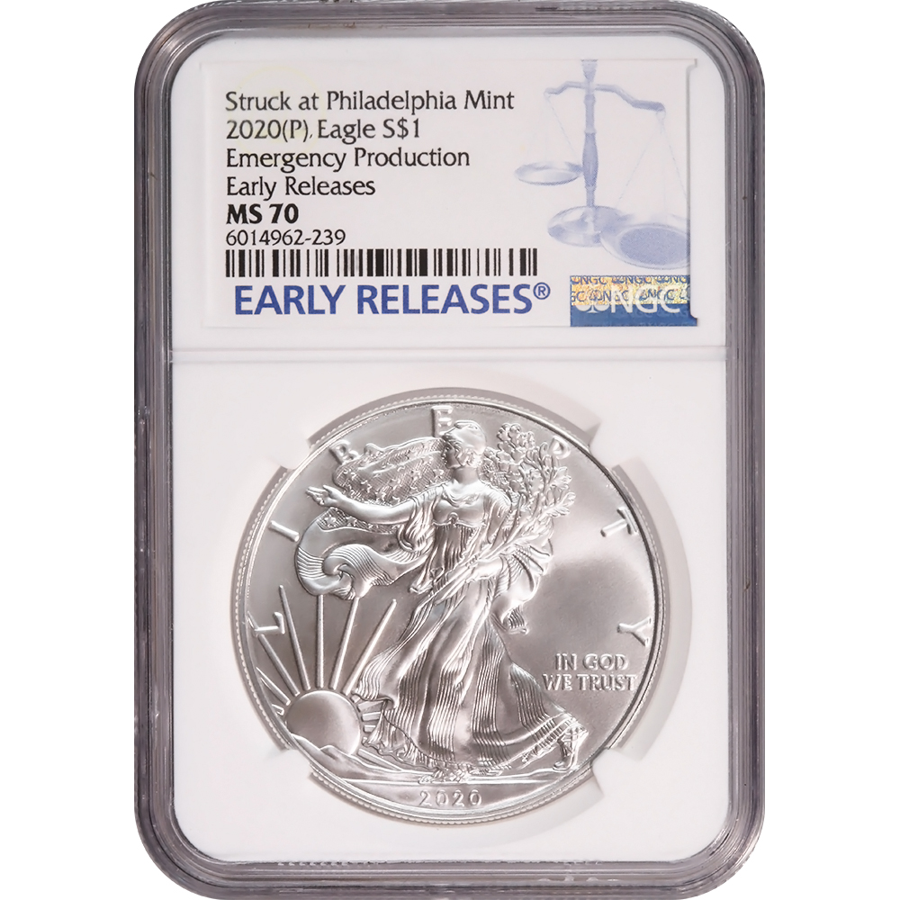 Certified Uncirculated Silver Eagle 2020(P) MS70 NGC Emergency Issue Early Releases