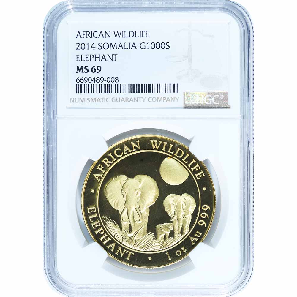 Somalia Gold Elephant 2014 MS69 NGC