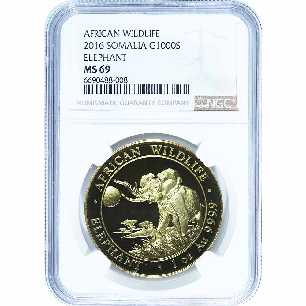 Somalia Gold Elephant 2016 MS69 NGC