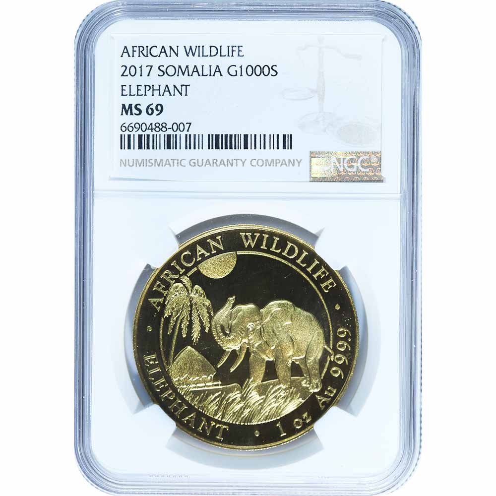 Somalia Gold Elephant 2017 MS69 NGC