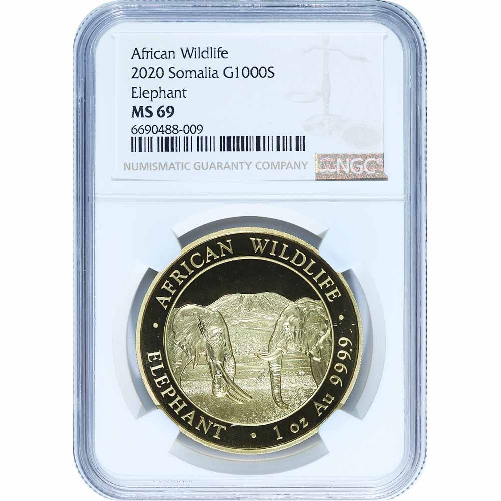 Somalia Gold Elephant 2020 MS69 NGC