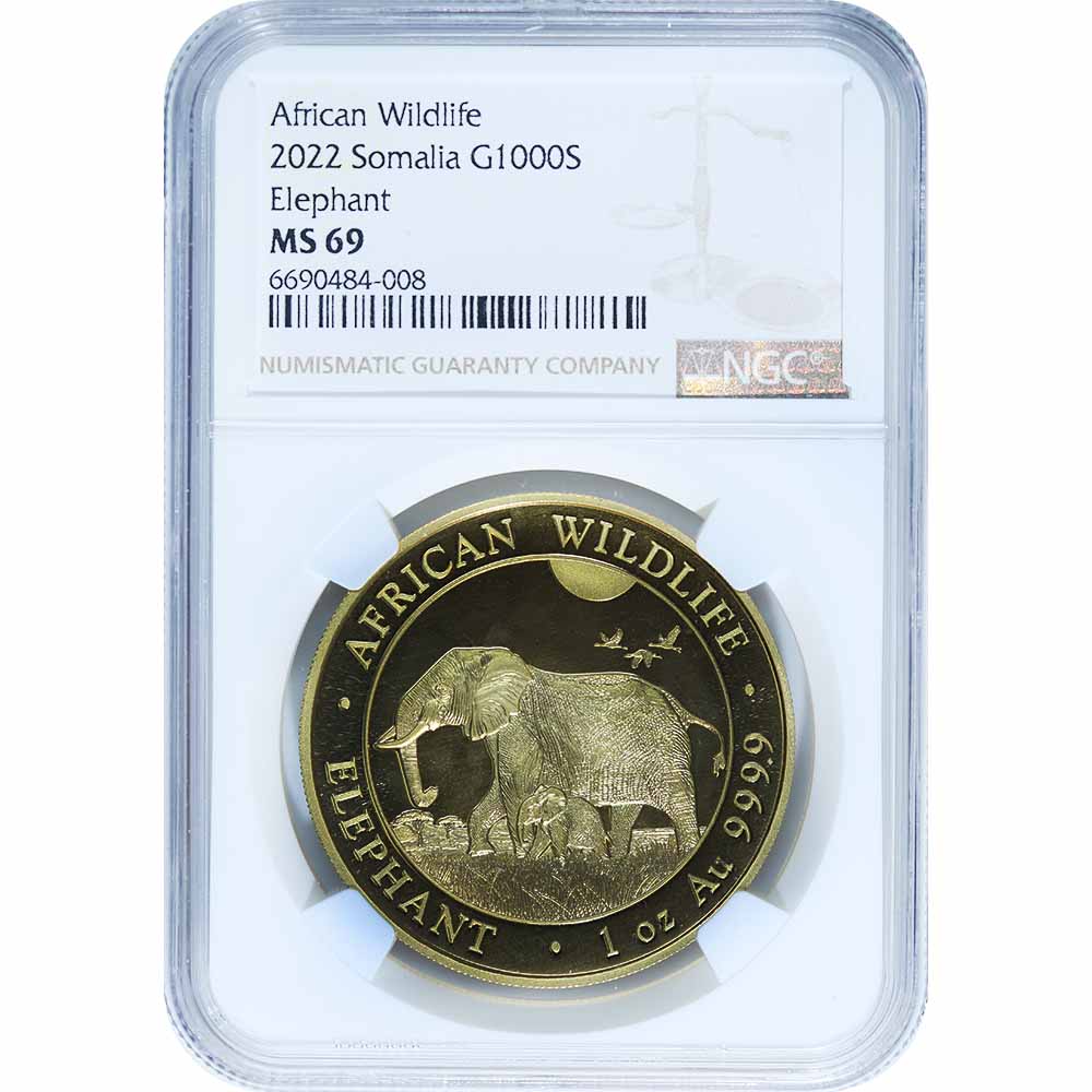 Somalia Gold Elephant 2022 MS69 NGC