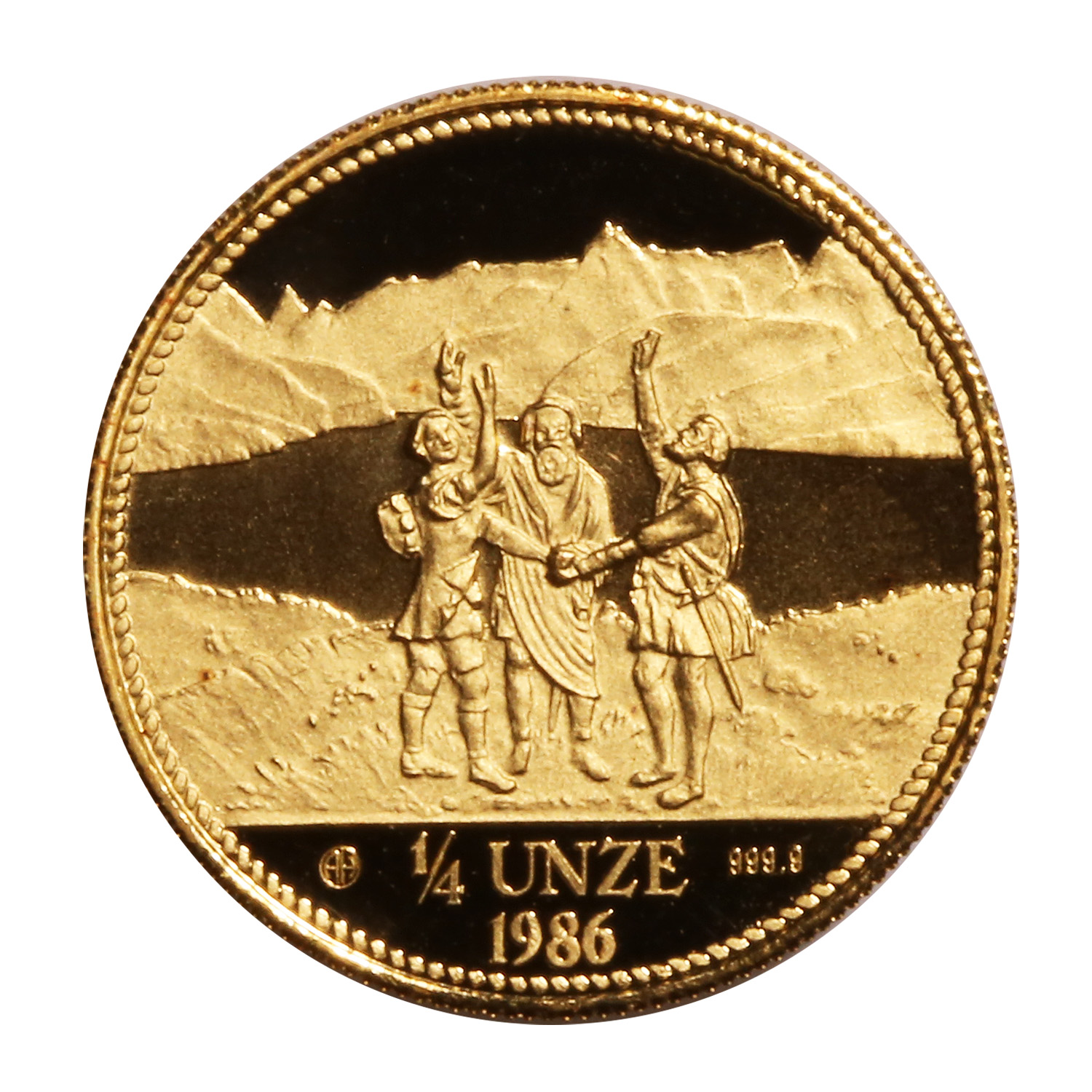 Switzerland 1/4 Unze Gold 1986 Eternal Pact PF