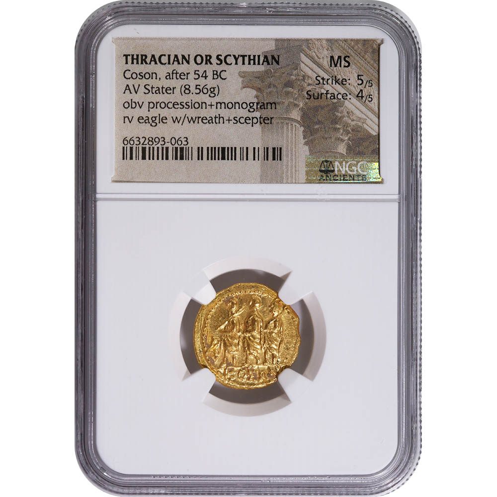 Thracian-Scythian Gold Stater Coson 54 B.C.- MS 5-4 NGC