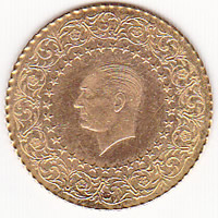 Turkey 25 Kurush Gold Monnaie de Luxe UNC