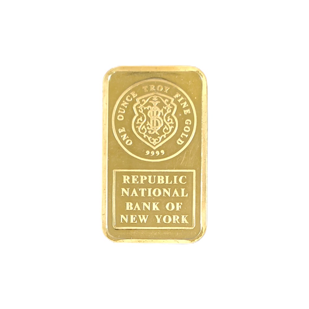 1oz Johnson Matthey Gold Bar Republic National Bank .9999