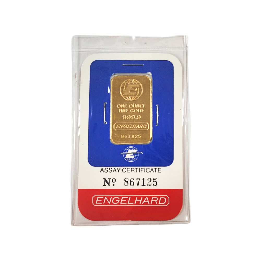 1oz Gold Engelhard Bar sealed with assay card .9999