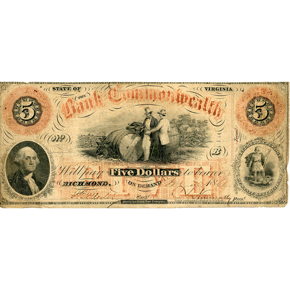 Virginia Richmond 1861 $5 Bank of the Commonwealth VA170-G2a Fine