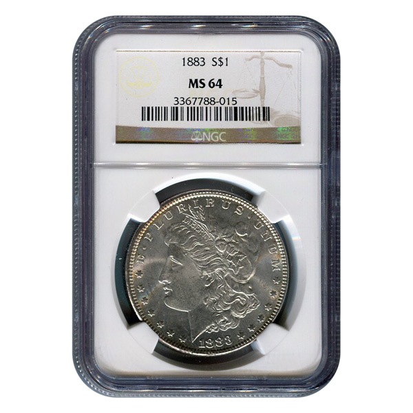 Certified Morgan Silver Dollar 1883 MS64 NGC