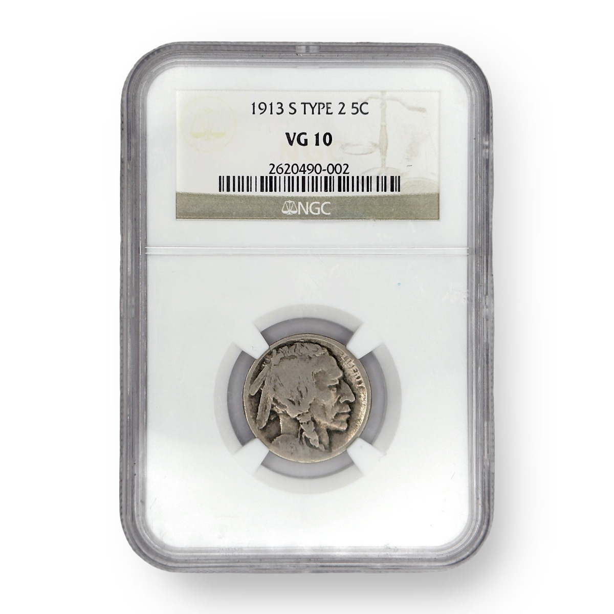 Certified Buffalo Nickel 1913-S Type 2 VG10 NGC