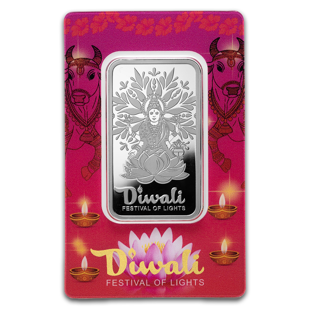 Pamp Suisse 1oz Silver Bar Diwali Lakshmi - Sacred Cow