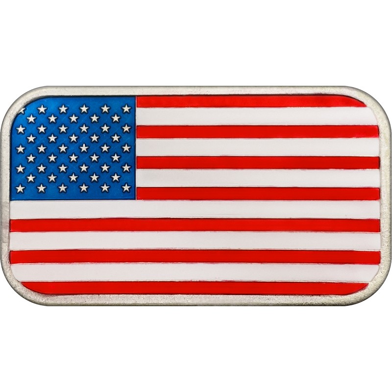 American Flag 1oz .999 Silver Bar Enameled