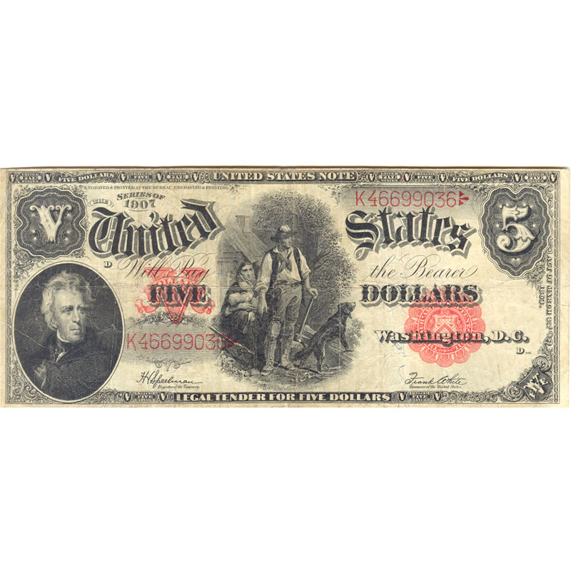 1907 $5 Legal Tender Note Fine