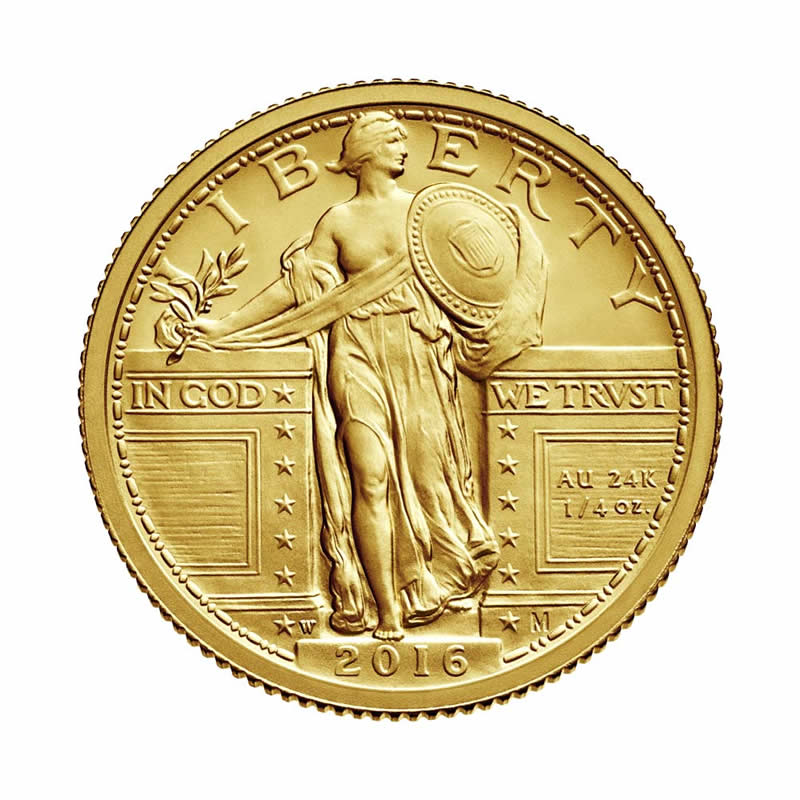 2016-W 1/4 oz Gold Standing Liberty Quarter Coin Original Mint Packaging