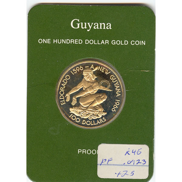 Guyana $100 Gold PF 1976 Arawak Indian