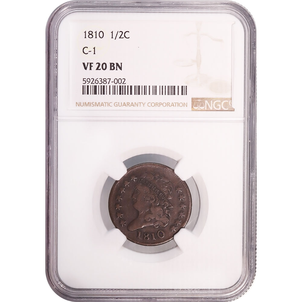 Certified Half Cent 1810 VF20 NGC
