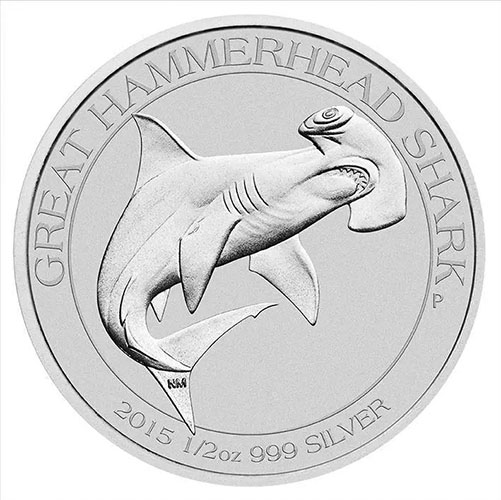 2015 Australia 1/2 oz Silver Great Hammerhead Shark BU