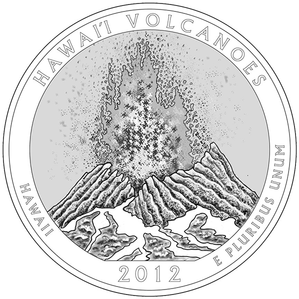 2012-P 5 oz Silver ATB Hawaii Volcanoes (w Box and COA) | Golden