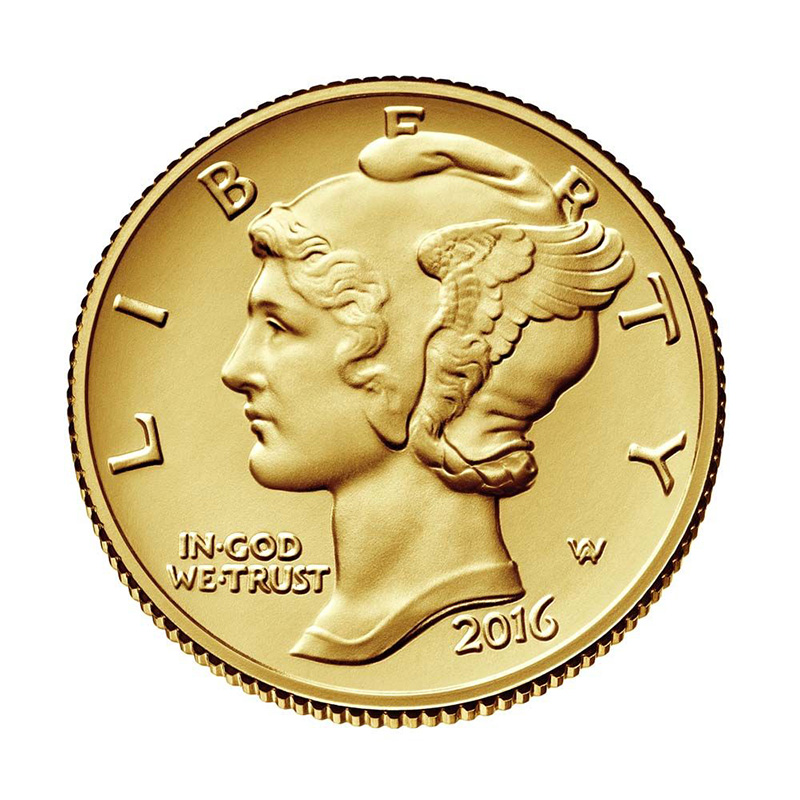 2016-W 1/10 oz Gold Mercury Dime Coin Original Mint Packaging