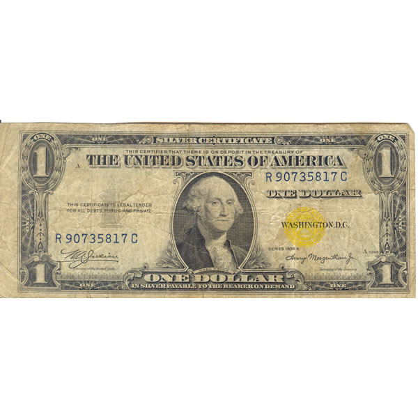 1935A $1 North Africa Silver Certificate, G-VG