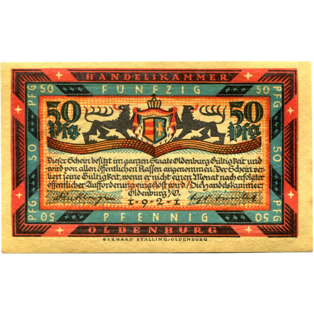 Germany Oldenburg 5 note 50 pfennig notgeld set 1921
