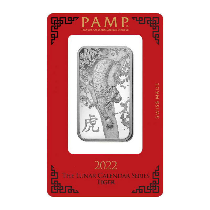PAMP Suisse Silver Bar 1 oz - 2022 Tiger Design