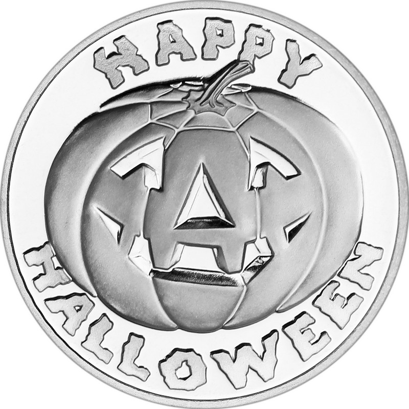 Happy Halloween Pumpkin 1oz .999 Silver round
