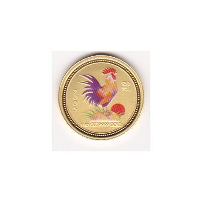 2005 Australia 1/10 oz Gold Lunar Rooster Painted
