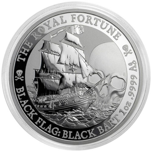 Tuvalu 1oz Silver 2020 Black Flag The Royal Fortune Pirate Ship BU