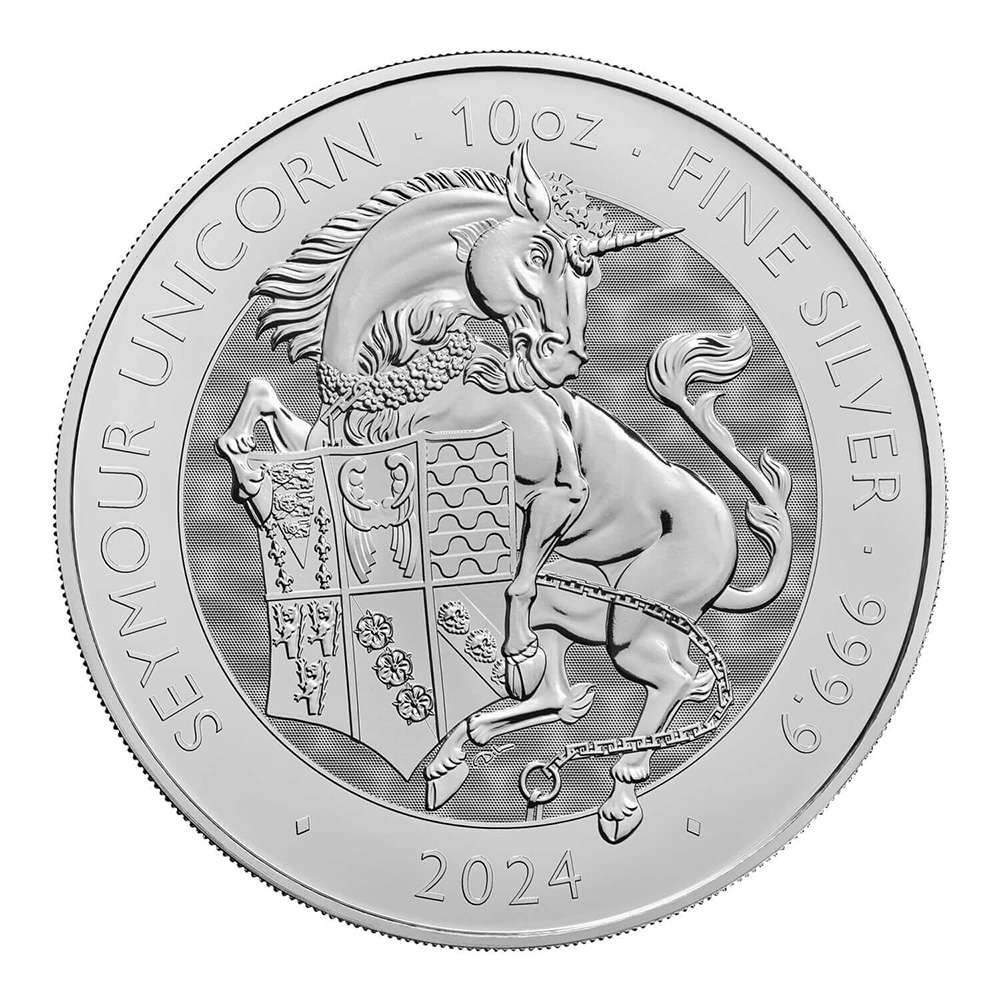 2024 Great Britian 10 oz Silver Tudor Beasts Seymour Unicorn