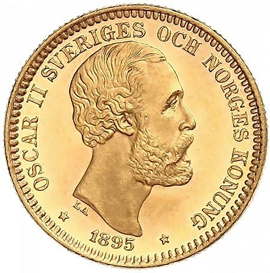 Sweden 20 Kronor Gold 1877-1899 UNC