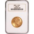 Certified $10 Gold Liberty 1881-S MS60 NGC