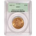 Certified $10 Gold Liberty 1881-S MS61 PCGS