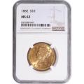 Certified $10 Gold Liberty 1882 MS62 NGC