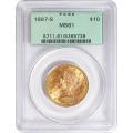 Certified $10 Gold Liberty 1887-S MS61 PCGS