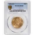 Certified $10 Gold Liberty 1891-CC MS60 PCGS