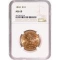 Certified $10 Gold Liberty 1894 MS60 NGC
