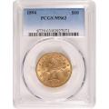 Certified $10 Gold Liberty 1894 MS63 PCGS