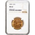 Certified $10 Gold Liberty 1895 MS62 NGC